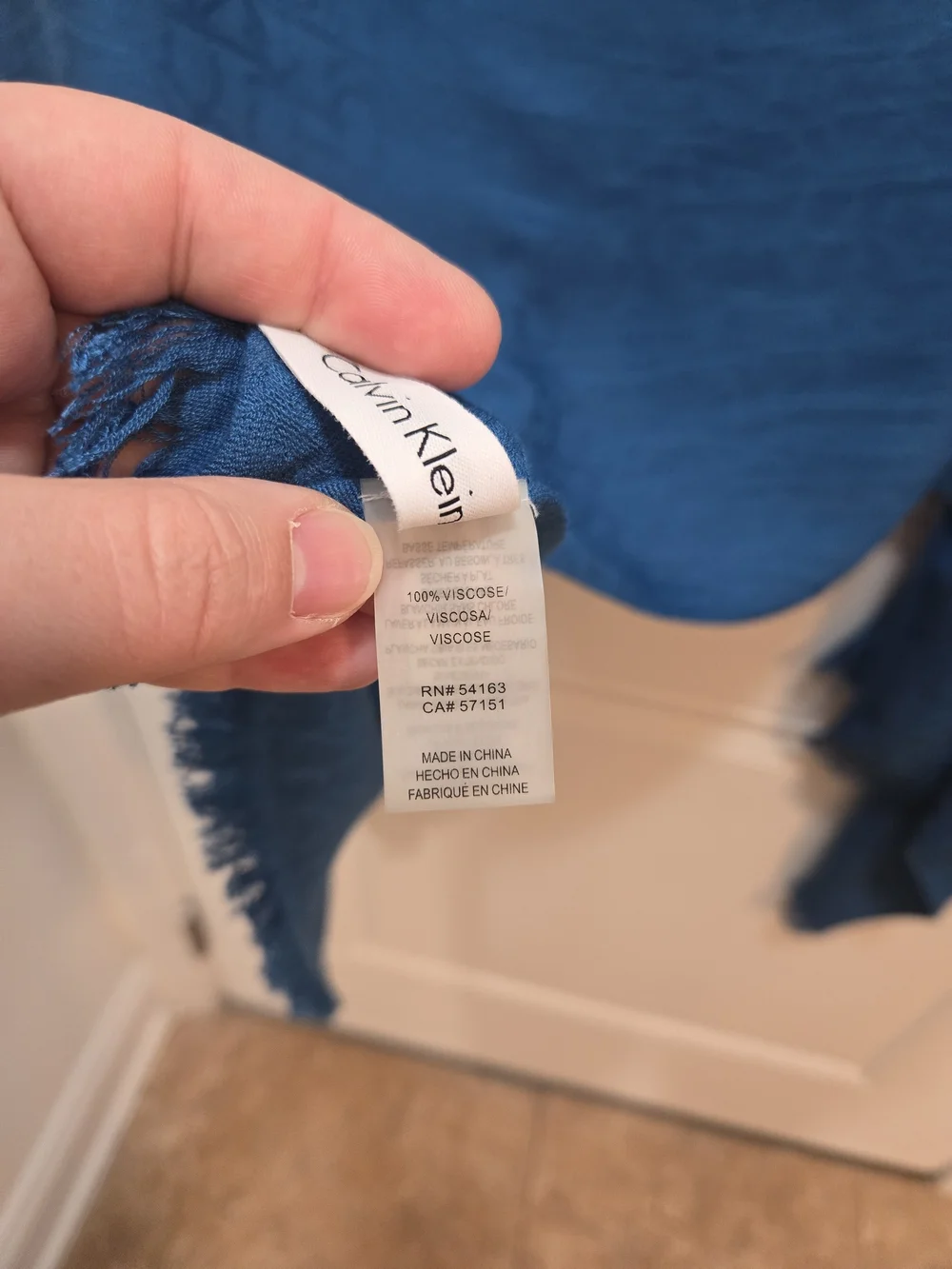 Calvin Klein Blue Fringe Wrap Shawl